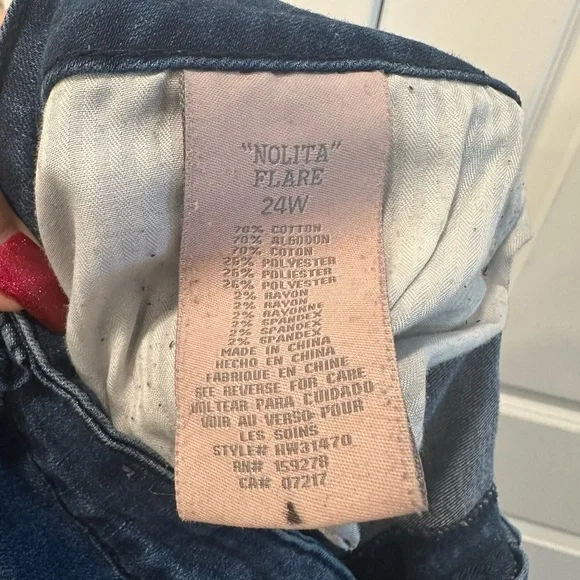 Nolita Hydraulic mid rise blue denim Jeans with Splatter size 24W Y2K - Picture 8 of 10